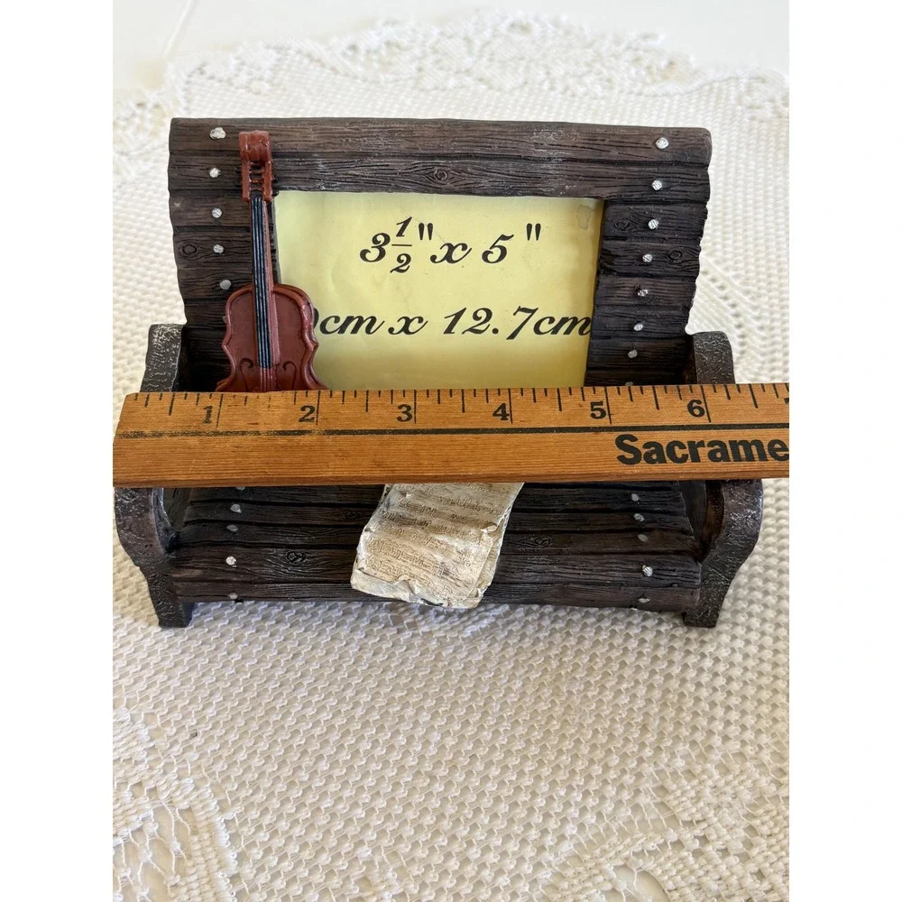 World Bazaars Musical Park Bench Picture Frame Violin Sheet Music 3.5x5 43149